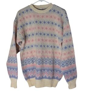 Vintage Ice Sheep Sweater Pure New Wool Pastel‎ Made in Iceland Womens Medium